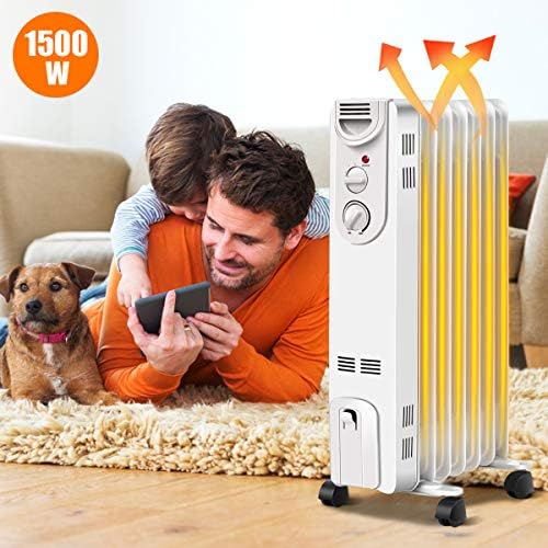 COSTWAY 1500W Oil Filled Radiator Heater with 3 Settings Safety Features