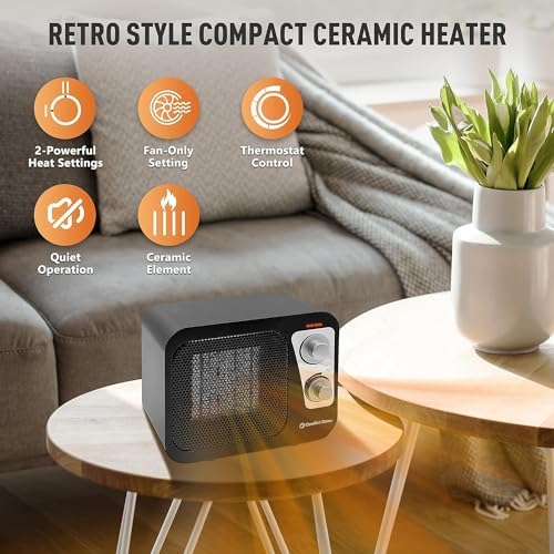 Comfort Zone 1500W Electric Space Heater with Retro Design
