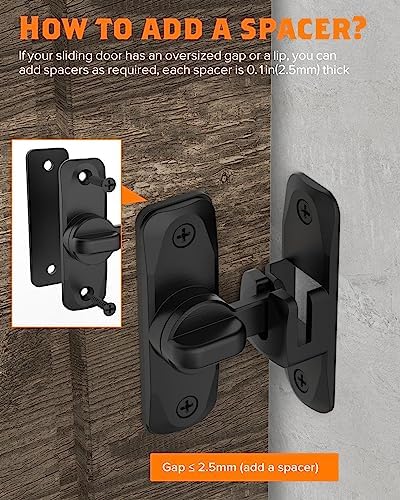 YogePote 90180 Degree Barn Door Lock - 1Pc Black