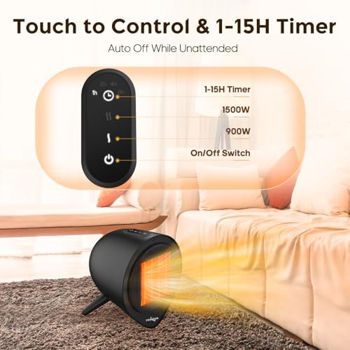 Fraxinus 1500W PTC Ceramic Space Heater with 15H Timer