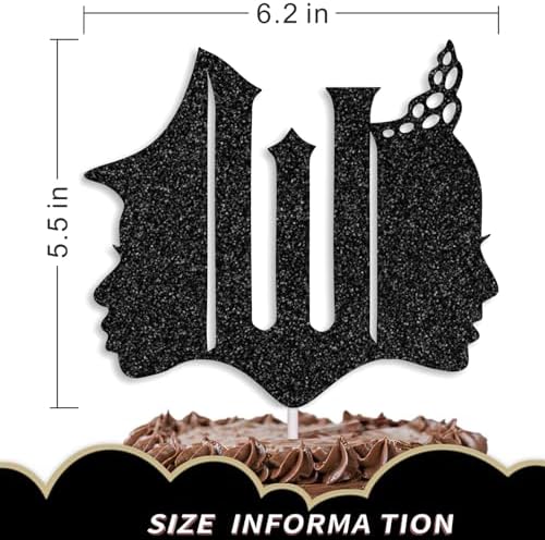 Witch-Themed Cake Topper Glittery Birthday Decor Black