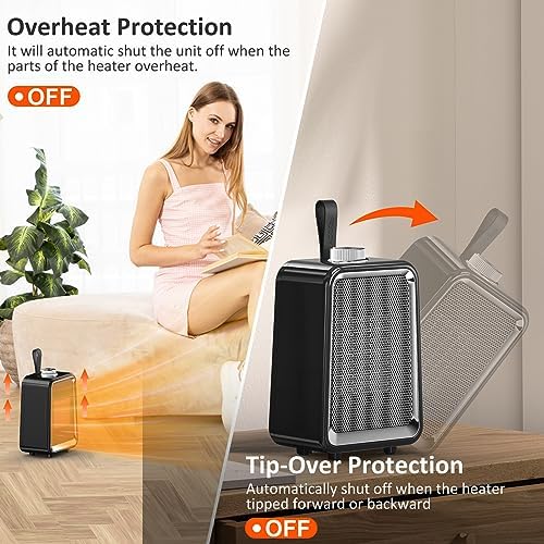 PRSOOY Space Heater 800W PTC Ceramic Desk Heater