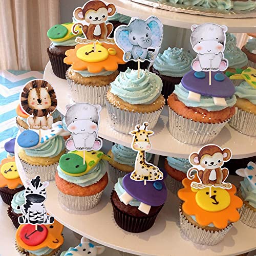 36PCS Jungle Animals Cupcake Toppers - Forest Theme Decor