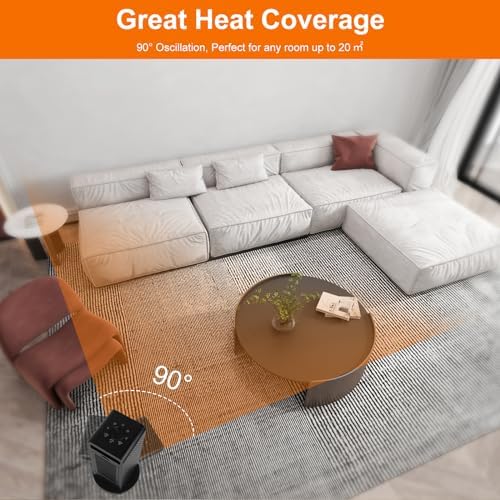 AUMIO 1200W PTC Electric Space Heater with Thermostat and 90 Oscillating