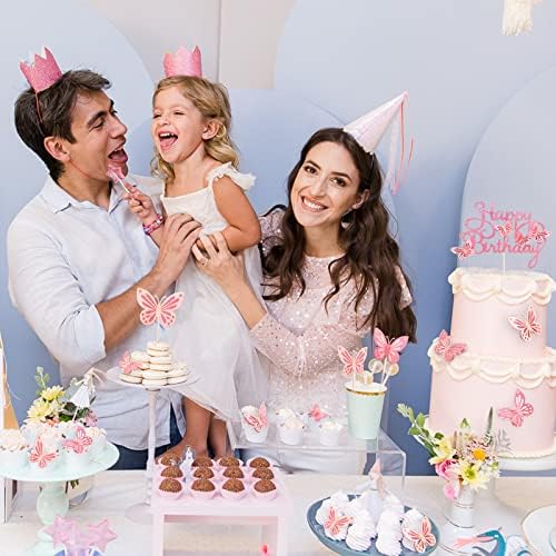 13-Piece Pink Butterfly Cake Toppers for Birthday Decorations