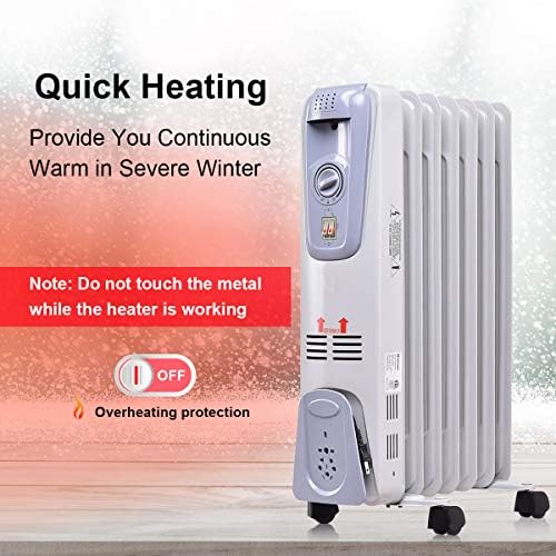 GOFLAME Oil Filled Radiator Heater 1500W with 3 Heat Settings