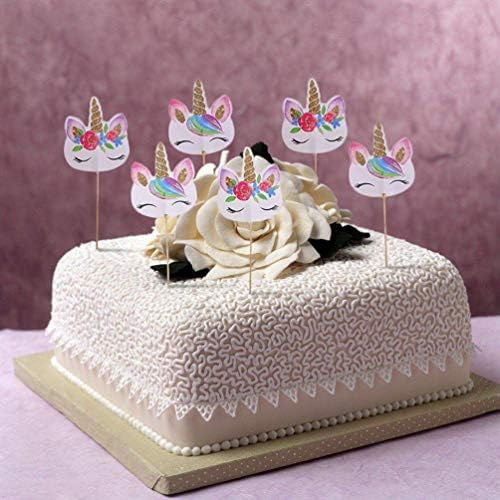 CCINEE 48pcs Rainbow Unicorn Cupcake Toppers 1