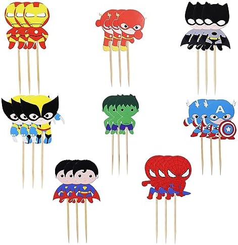 Confetti Superhero Cupcake Topper Set 24pcs