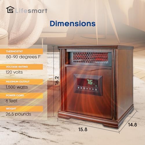 LifeSmart LifePro 1500W Infrared Space Heater with Remote Control and 4 Elements