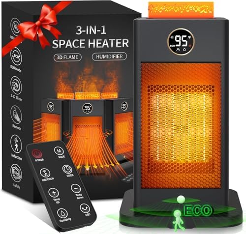 Beautyfan 3-in-1 Space Heater with Humidifier and 3D Flame Ambiance