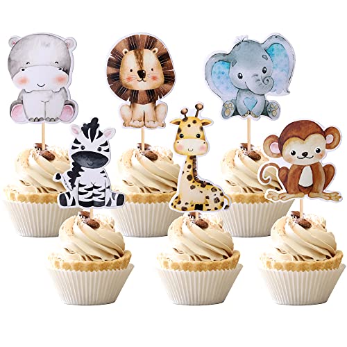 36PCS Jungle Animals Cupcake Toppers - Forest Theme Decor