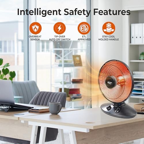 Comfort Zone 1000W Electric Space Heater with Oscillation and Safety Features