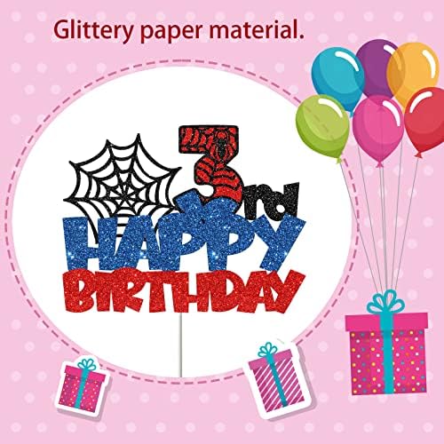 Happy 3rd Birthday Cake Topper Spider Cartoon Movie Themed
