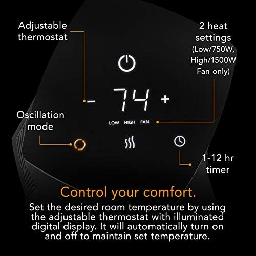 Vornado Oscillating Tower Heater Whole Room Black