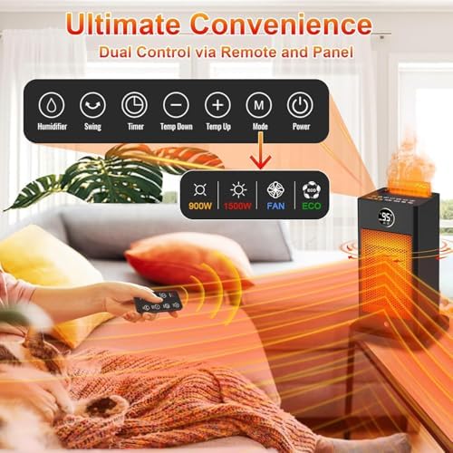 Beautyfan Space Heater with Humidifier and 3D Flame Effect