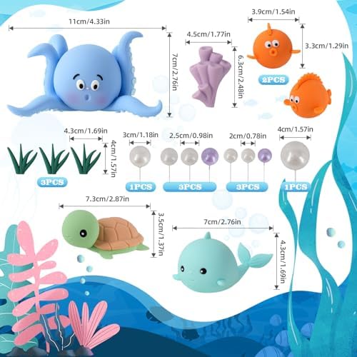 Zafena 17 PCS Ocean Animals Cake Decorations Set