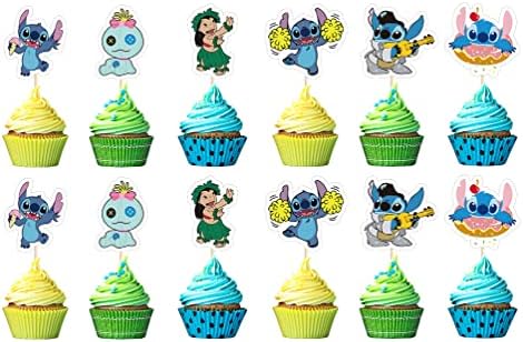 Losede 24PCS Stitch Theme Cake Toppers