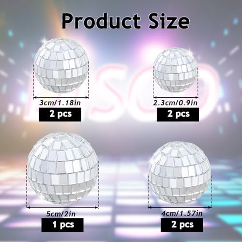 7PCS Disco Ball Cake Toppers 70s Themed Decorations