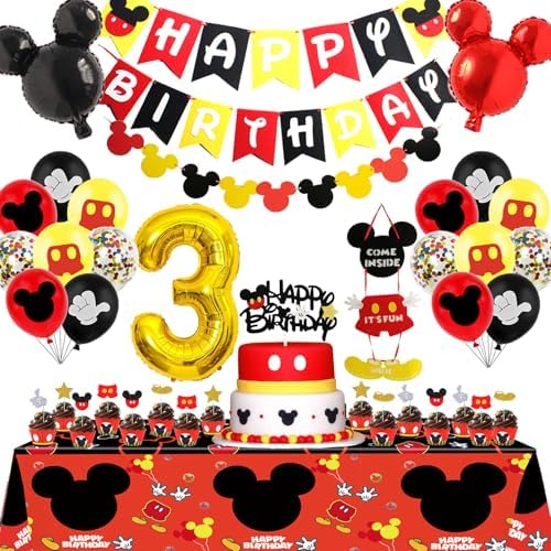 Nyhpar Cartoon Mouse 3 Year Birthday Decor Set