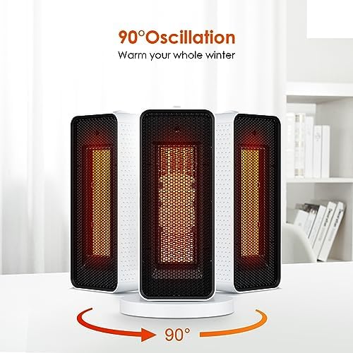 Qoosea Portable Electric Ceramic Space Heater with Thermostat