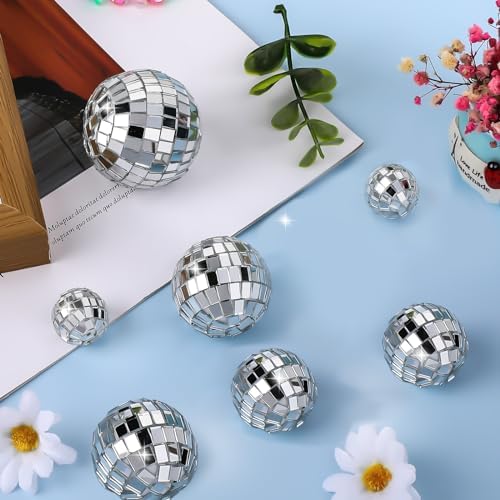 7PCS Disco Ball Cake Toppers 70s Themed Decorations