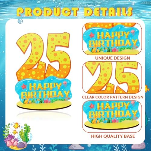 Sponge 25th Birthday Number Sign Centerpiece with Wooden Base 1