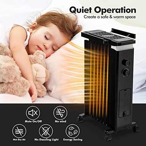 PETSITE Oil-Filled Radiator Heater with 3 Heat Settings and Thermostat