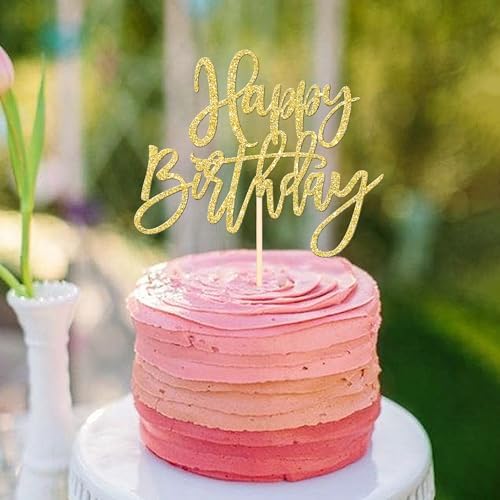 ZHUOWEISM Gold Birthday Anniversary Cake Topper