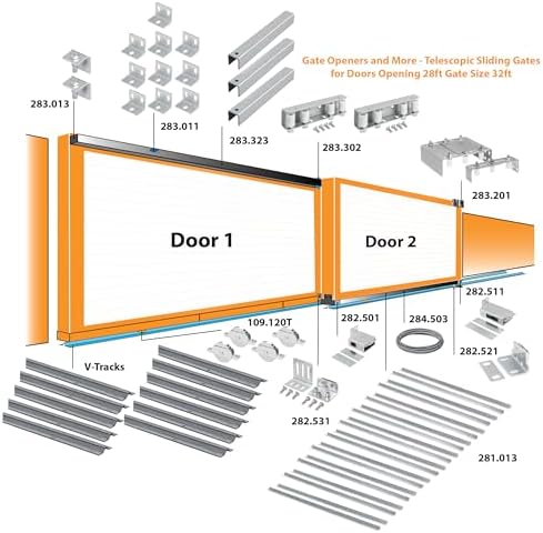 LA Ornamental Telescopic Sliding Gate System 28ft for 2 Doors