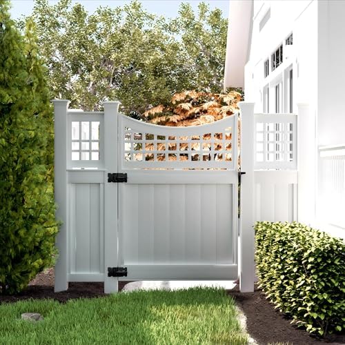 WINSOON 4-Pack Gate Hinges 2 Latch Hardware Kit for Vinylwood Fence