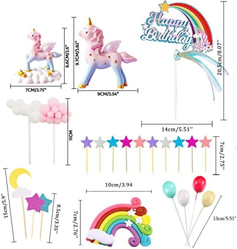 MOVINPE Unicorn Cake Topper with Rainbow and Birthday Banner