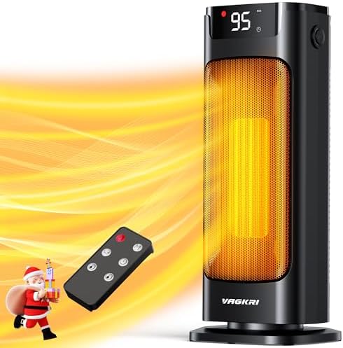 VAGKRI 1500W Electric Space Heater with Remote and 3 Modes