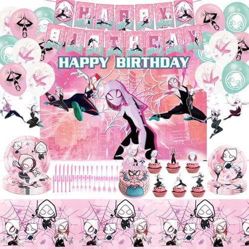 Pink Spider Birthday Party Decor Kit for Kids