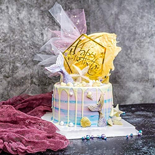 Gold Cake Topper Acrylic 5 Pieces Birthday Decoration