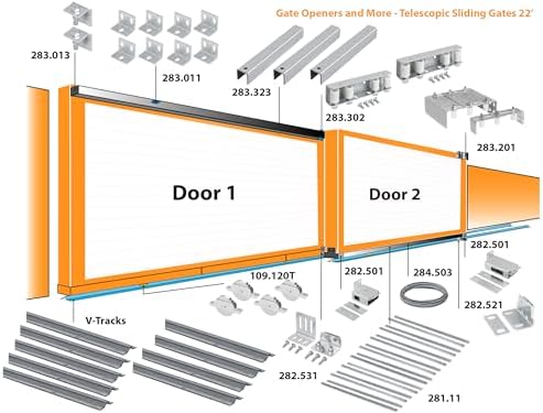 LA Ornamental Telescopic Sliding Gate System for 2 Doors