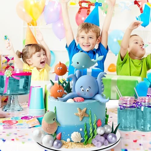 Zafena 17 PCS Ocean Animals Cake Decorations Set