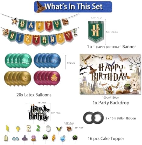 Magical Wizard Birthday Decor Kit with Balloons and Backdrop