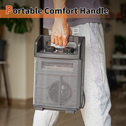 HiCFM 1500W Electric Space Heater with Thermostat and Fan Option