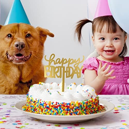 10-Pack Gold Birthday Cake Toppers - 4x6 Inch