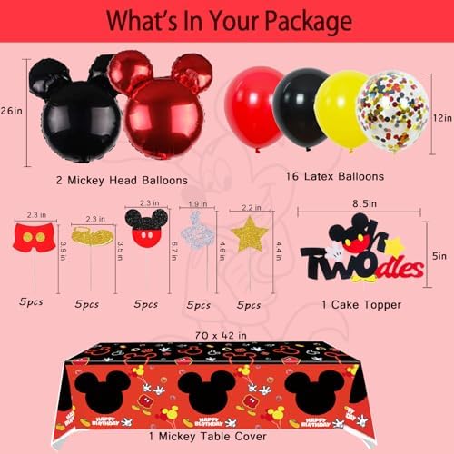 Nyhpar Mickey Mouse 2nd Birthday Party Decorations Set