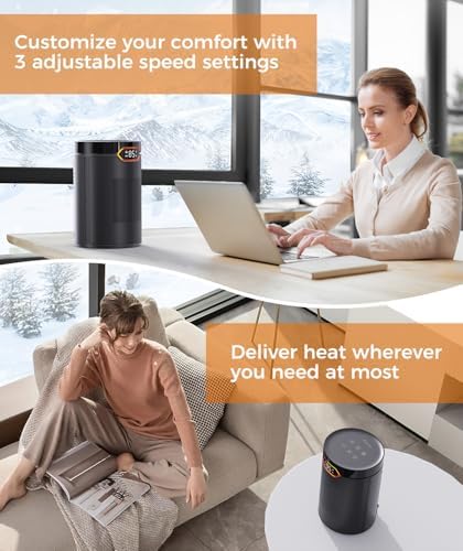 BREEZOME 1500W PTC Ceramic Space Heater with Thermostat and 24H Timer