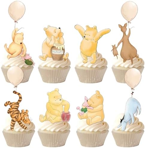 48 Pcs Winnie Cupcake Toppers Baby Shower Decorations 1