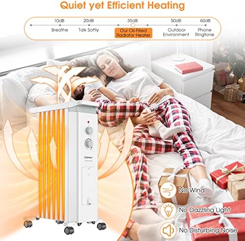 COSTWAY 1500W Oil Filled Radiator Heater with 3 Heat Settings and Humidifier