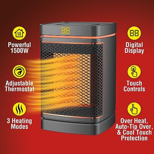 Ontel Copper Core Ceramic Space Heater 1500W Adjustable Thermostat