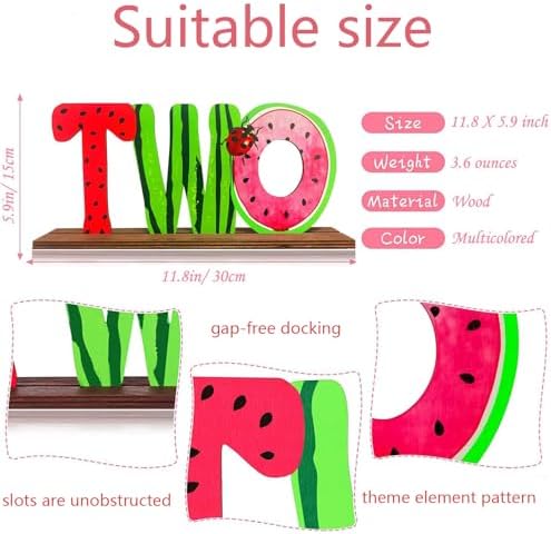 Watermelon TWO Letter Sign Wooden Table Centerpiece