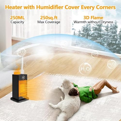 Beautyfan Space Heater with Humidifier and 3D Flame Effect
