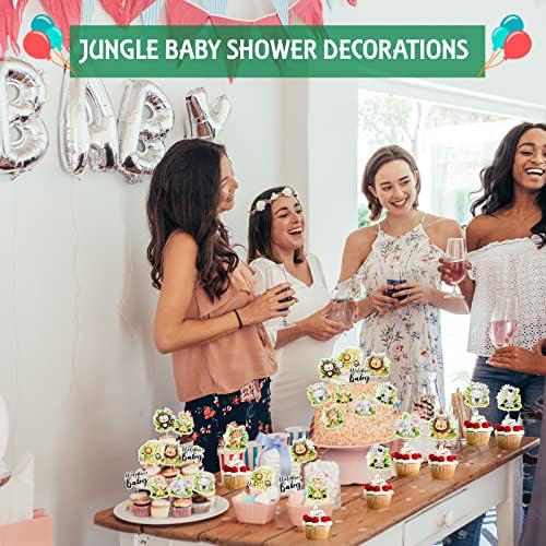 45 Pcs Safari Baby Shower Cupcake Toppers with Jungle Animals