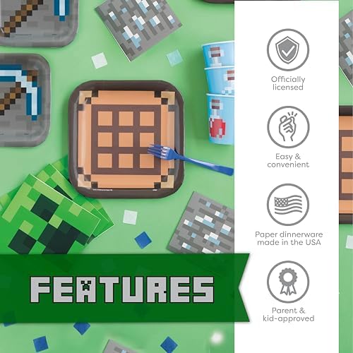 Minecraft Party Decor and Supplies Set for 16 Guests