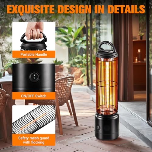 Haoteey Infrared Heater 800W Carbon Fiber Portable Indoor Tower Electric Heater