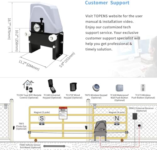 TOPENS CK1100 Heavy Duty Sliding Gate Opener